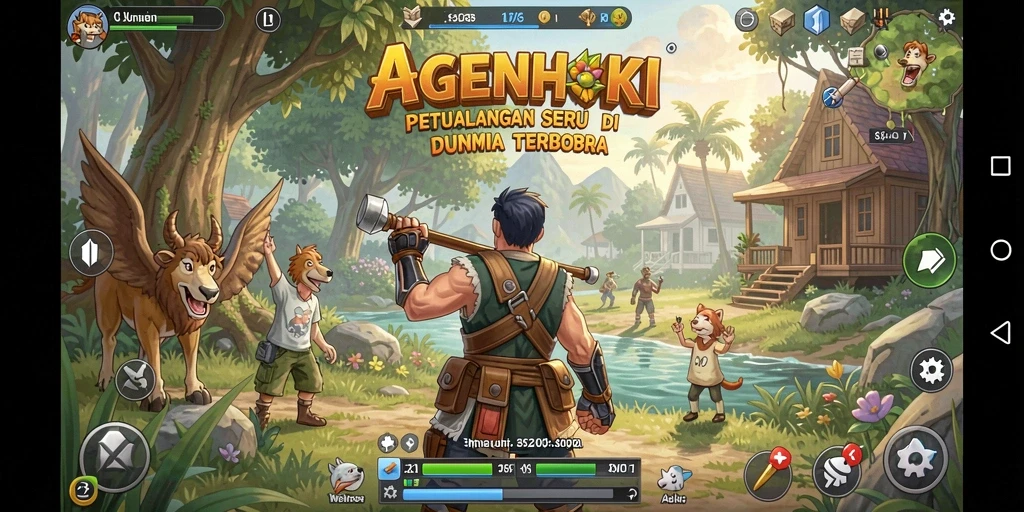 Tampilan screenshot AGENHOKI menampilkan petualangan menakjubkan di dunia terbuka.