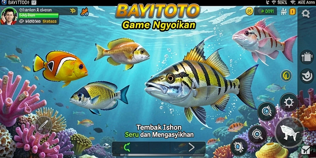 Tampilan gameplay BAYITOTO menembak ikan dengan grafis menarik.