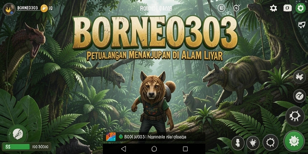 Tampilan gameplay BORNEO303 dengan hutan tropis yang memukau.