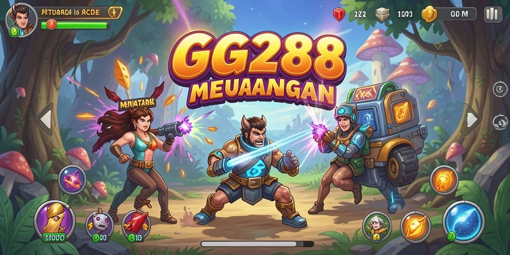 Tampilan utama GG288 dengan aksi seru dalam gameplay Arcade.