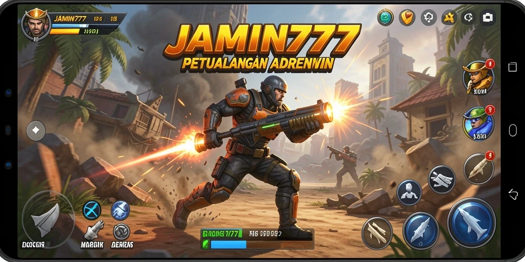 Screenshot menunjukkan aksi mendebarkan dalam gameplay JAMIN777.