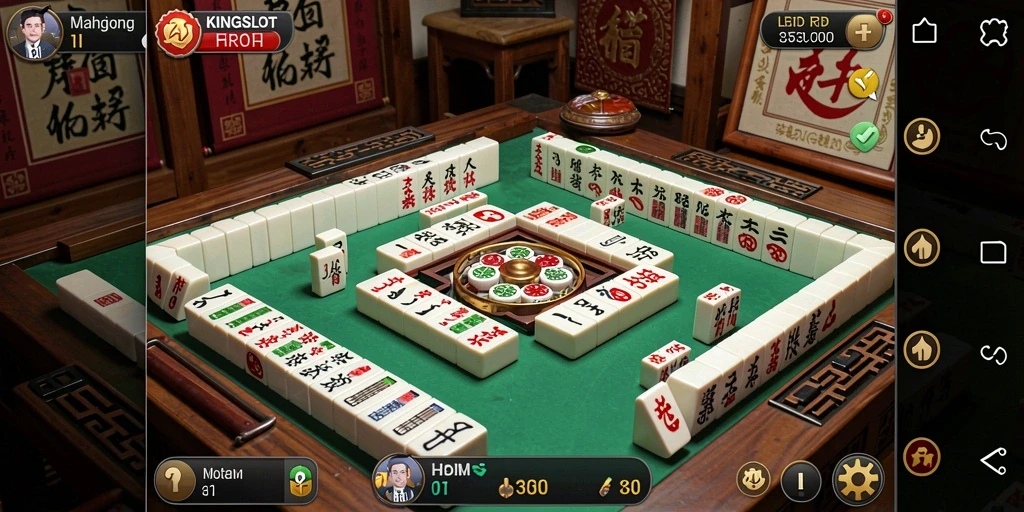 Tampilan gameplay KINGSLOT yang menyenangkan dalam permainan Mahjong.