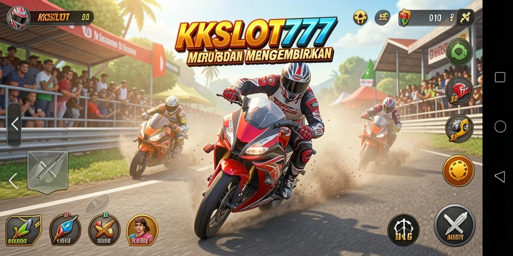 Gameplay KKSLOT777 yang mendebarkan saat balapan motor.