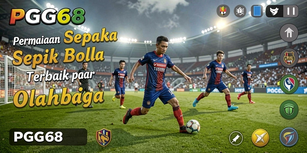 Tampilan gameplay menarik dari PGG68 dengan aksi sepak bola yang seru.