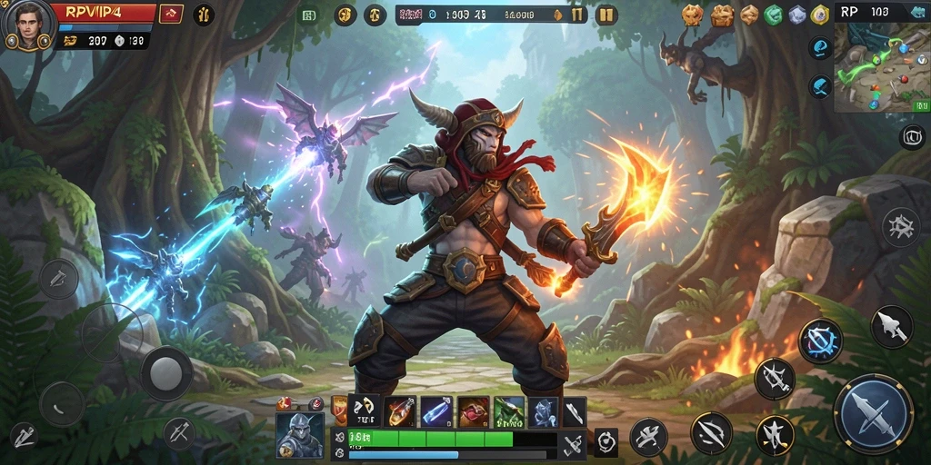 Tangkapan layar utama RPVIP4 dengan aksi pertempuran gameplay yang intens.