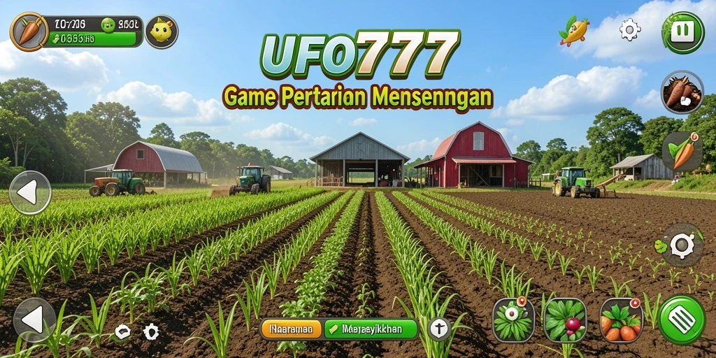 Tampilan gameplay <strong>UFO777</strong> dengan kebun yang rimbun dan berwarna-warni.