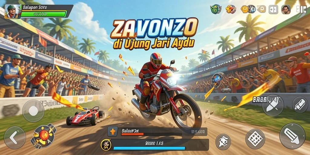 Gameplay menarik dari ZAVONZO dengan mobil balap yang beraksi.